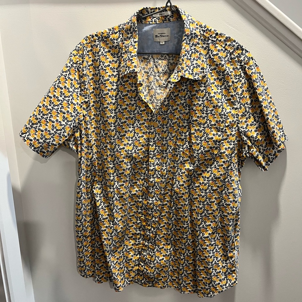 Ben Sherman Yellow and Blue Floral Casual Shirt